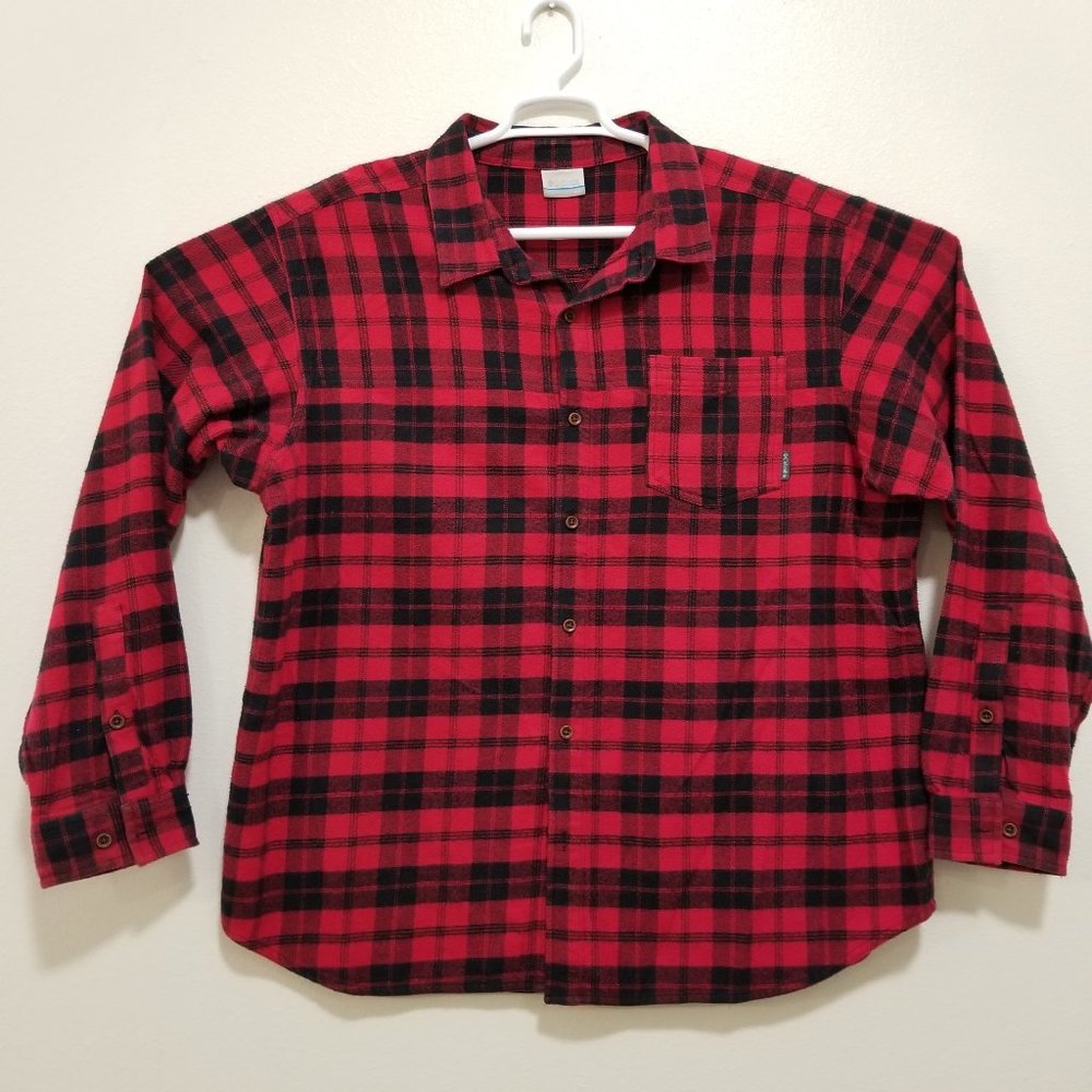 Columbia Men's Black/Red Plaid Heavyweight Flannel